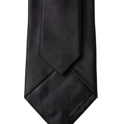 Dolce & Gabbana Black Solid Silk Satin Wide Adjustable Men Necktie Tie