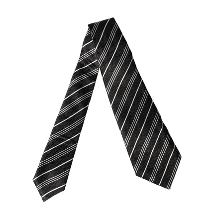 Dolce & Gabbana Black White Stripes Silk Adjustable Women Necktie Tie