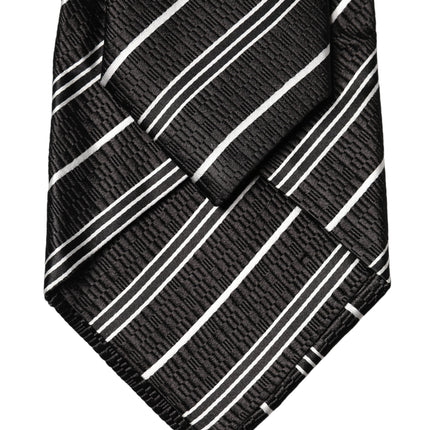 Dolce & Gabbana Black White Stripes Silk Adjustable Women Necktie Tie