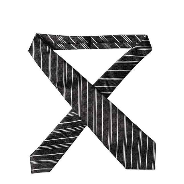 Dolce & Gabbana Black White Stripes Silk Adjustable Women Necktie Tie