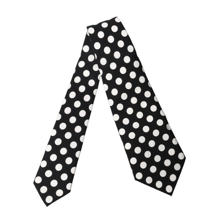 Dolce & Gabbana Black White Polka Dot Silk Adjustable Women Necktie Tie