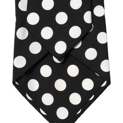 Dolce & Gabbana Black White Polka Dot Silk Adjustable Women Necktie Tie