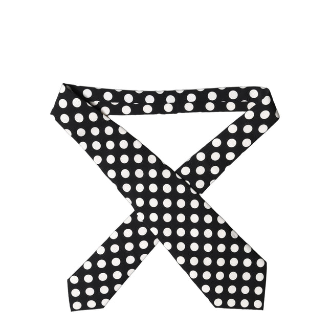 Dolce & Gabbana Black White Polka Dot Silk Adjustable Women Necktie Tie