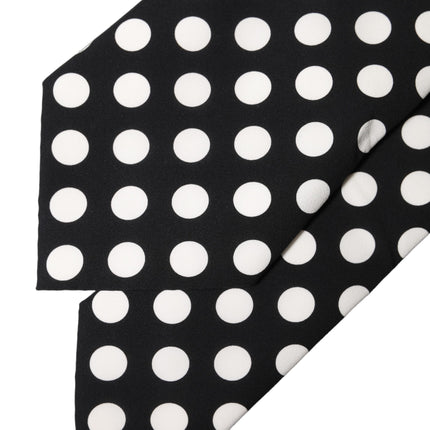 Dolce & Gabbana Black White Polka Dot Silk Adjustable Women Necktie Tie