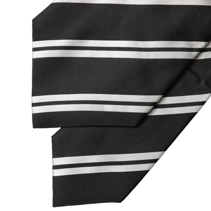 Dolce & Gabbana Black White Stripes Silk Adjustable Women Necktie Tie