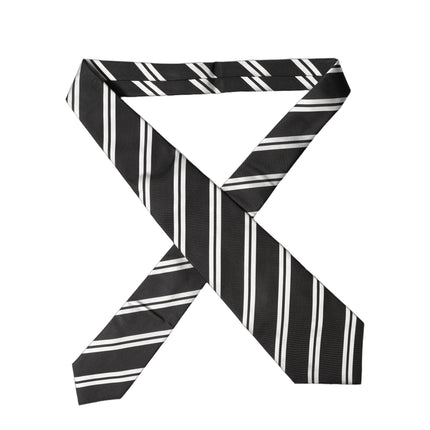 Dolce & Gabbana Black White Stripes Silk Adjustable Women Necktie Tie