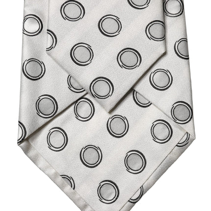 Dolce & Gabbana White Gray Polka Dot Silk Adjustable Women Necktie Tie