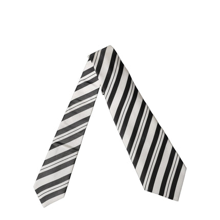 Dolce & Gabbana Black White Stripes Silk Adjustable Women Necktie Tie
