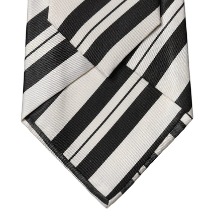 Dolce & Gabbana Black White Stripes Silk Adjustable Women Necktie Tie