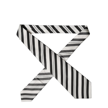 Dolce & Gabbana Black White Stripes Silk Adjustable Women Necktie Tie