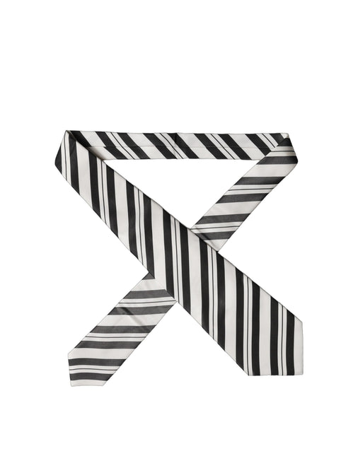 Dolce & Gabbana Black White Stripes Silk Adjustable Women Necktie Tie