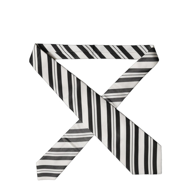 Dolce & Gabbana Black White Stripes Silk Adjustable Women Necktie Tie