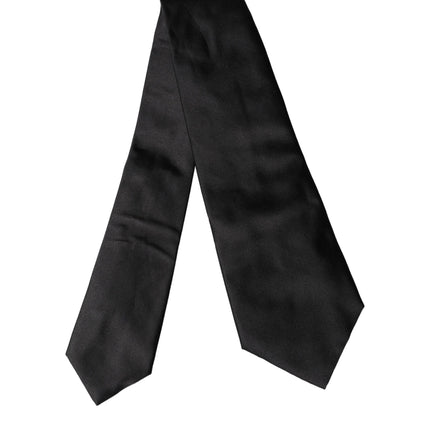 Dolce & Gabbana Black Satin Silk Blend Adjustable Women Tied Necktie Tie