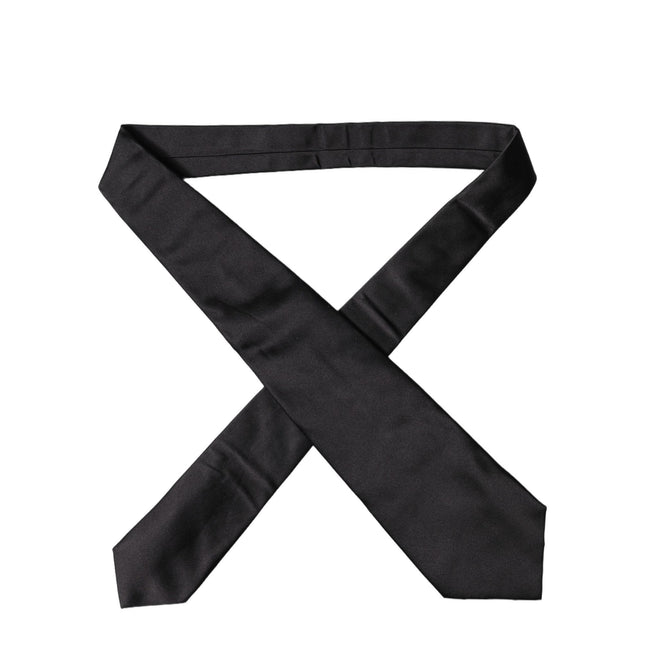 Dolce & Gabbana Black Satin Silk Blend Adjustable Women Tied Necktie Tie