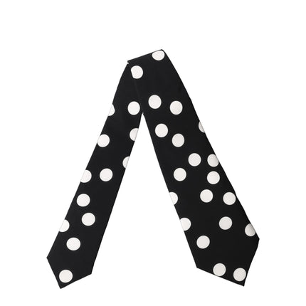 Dolce & Gabbana Black White Polka Dot Silk Adjustable Women Necktie Tie