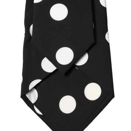 Dolce & Gabbana Black White Polka Dot Silk Adjustable Women Necktie Tie