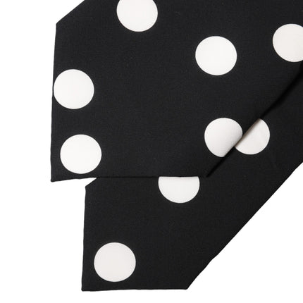 Dolce & Gabbana Black White Polka Dot Silk Adjustable Women Necktie Tie