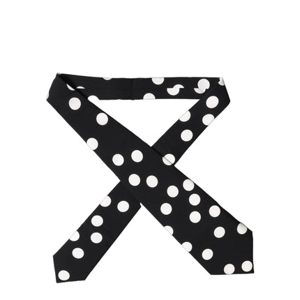 Dolce & Gabbana Black White Polka Dot Silk Adjustable Women Necktie Tie