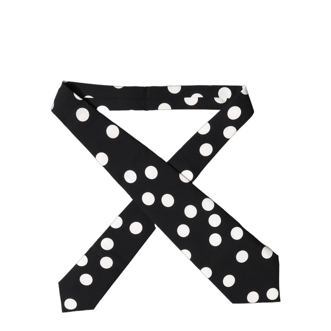 Dolce & Gabbana Black White Polka Dot Silk Adjustable Women Necktie Tie
