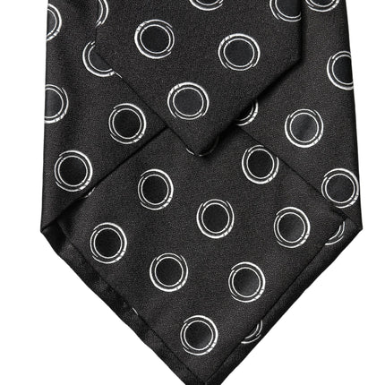 Dolce & Gabbana Black White Polka Dot Silk Adjustable Women Necktie Tie