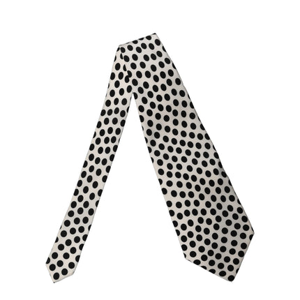Dolce & Gabbana White Black Polka Dot Silk Adjustable Women Necktie Tie