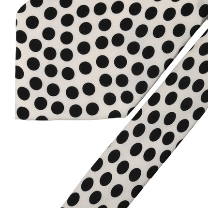 Dolce & Gabbana White Black Polka Dot Silk Adjustable Women Necktie Tie