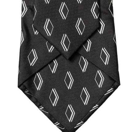 Dolce & Gabbana Black Patterned Silk Adjustable Women Tied Necktie Tie