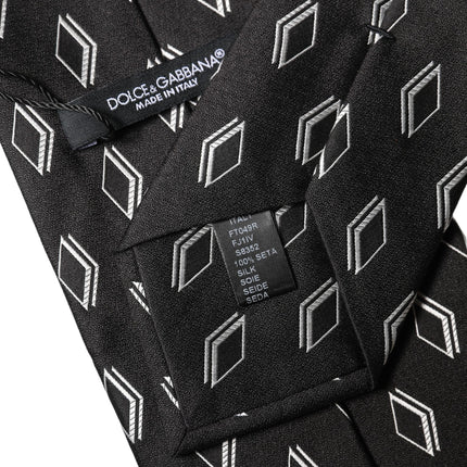 Dolce & Gabbana Black Patterned Silk Adjustable Women Tied Necktie Tie