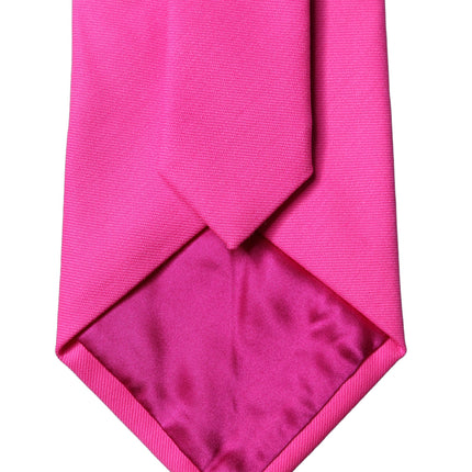 Dolce & Gabbana Neon Pink Solid Satin Silk Adjustable Women Necktie Tie