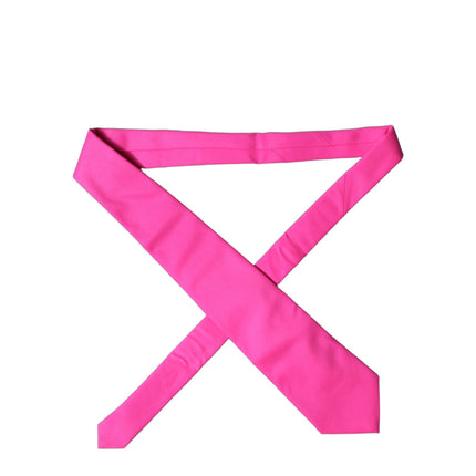 Dolce & Gabbana Neon Pink Solid Satin Silk Adjustable Women Necktie Tie