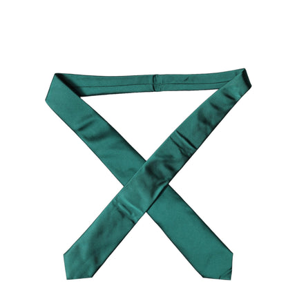 Dolce & Gabbana Dark Green Satin Silk Adjustable Women Tied Necktie Tie