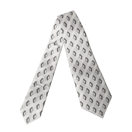 Dolce & Gabbana White Patterned Silk Adjustable Women Tied Necktie Tie