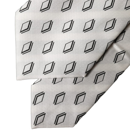 Dolce & Gabbana White Patterned Silk Adjustable Women Tied Necktie Tie