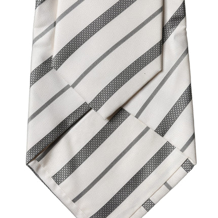 Dolce & Gabbana Black White Stripes Silk Adjustable Women Necktie Tie