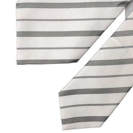 Dolce & Gabbana Black White Stripes Silk Adjustable Women Necktie Tie