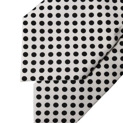 Dolce & Gabbana White Black Polka Dot Silk Adjustable Women Necktie Tie