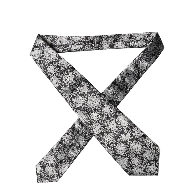 Dolce & Gabbana Black Silver Floral Silk Adjustable Women Necktie Tie