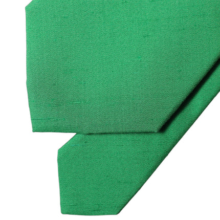 Dolce & Gabbana Green Solid Silk Cotton Adjustable Women Necktie Tie
