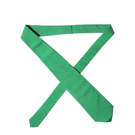 Dolce & Gabbana Green Solid Silk Cotton Adjustable Women Necktie Tie