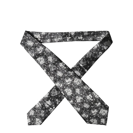 Dolce & Gabbana Black White Floral Silk Adjustable Women Necktie Tie