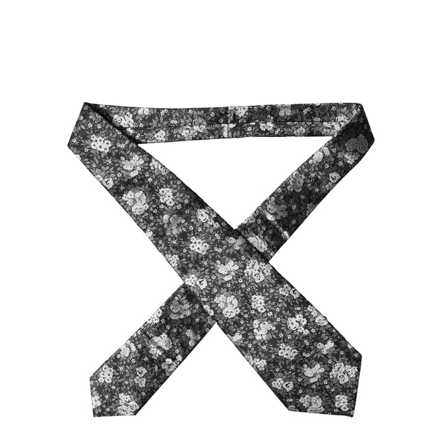 Dolce & Gabbana Black White Floral Silk Adjustable Women Necktie Tie