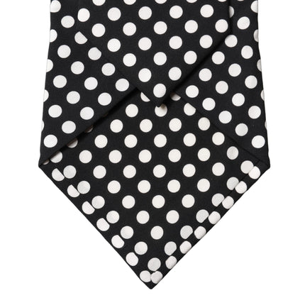 Dolce & Gabbana Black White Polka Dot Silk Adjustable Women Necktie Tie