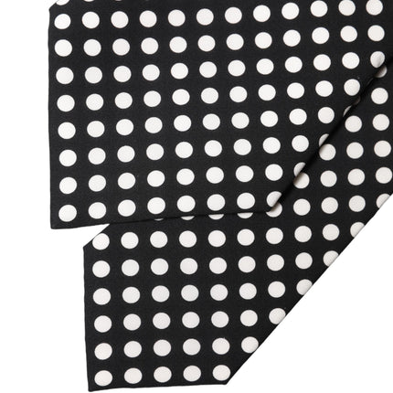 Dolce & Gabbana Black White Polka Dot Silk Adjustable Women Necktie Tie