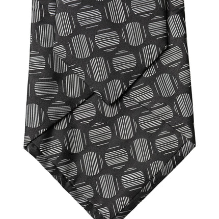 Dolce & Gabbana Black White Geometric Silk Adjustable Women Necktie Tie
