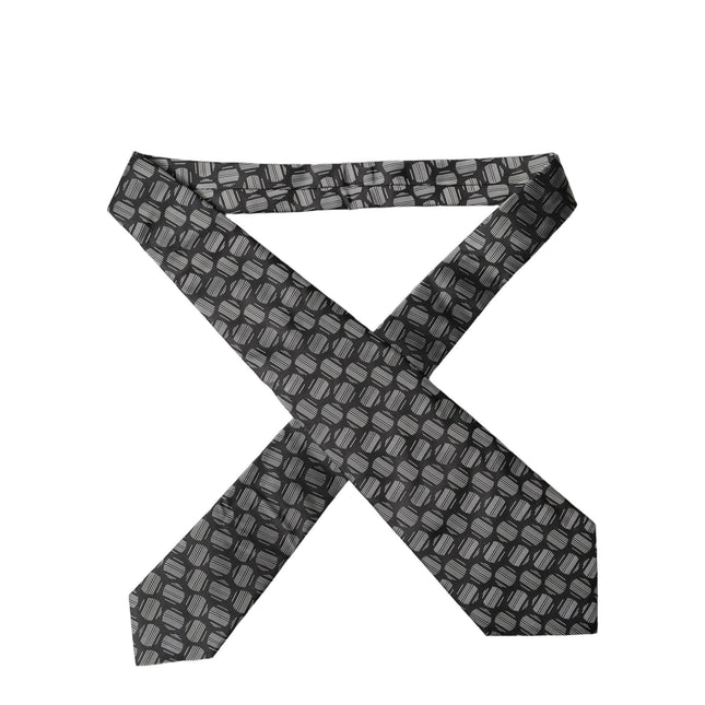 Dolce & Gabbana Black White Geometric Silk Adjustable Women Necktie Tie