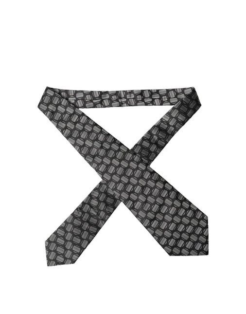 Dolce & Gabbana Black White Geometric Silk Adjustable Women Necktie Tie
