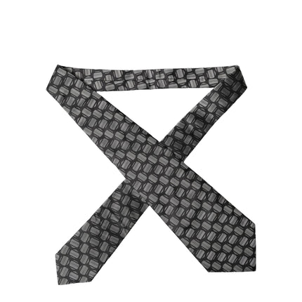 Dolce & Gabbana Black White Geometric Silk Adjustable Women Necktie Tie