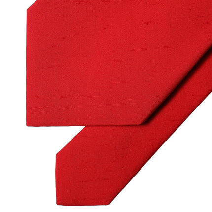 Dolce & Gabbana Red Solid Silk Cotton Adjustable Women Necktie Tie
