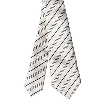 Dolce & Gabbana White Black Stripes Silk Adjustable Women Necktie Tie