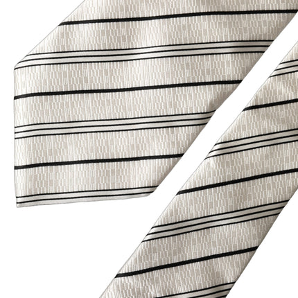 Dolce & Gabbana White Black Stripes Silk Adjustable Women Necktie Tie